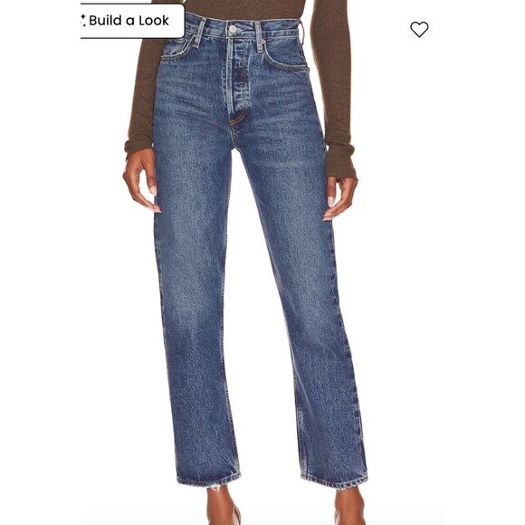 Agolde 90's Pinch Waist High Rise Straight Jeans in Range Medium Wash Size 23 - Picture 1 of 8